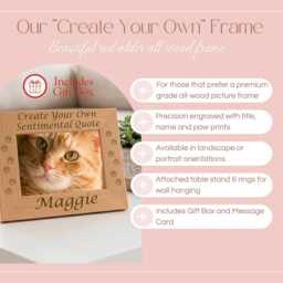 Personalized Cat Memorial Frame, Diy Custom Quote Pet Loss Keepsake Gift, Laser Engraved Wood Picture Display - thumbnail 2