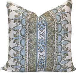 Thibaut Akola Stripe Seaglass & Gold Cushion Cover Pillow Double Sided - thumbnail 1
