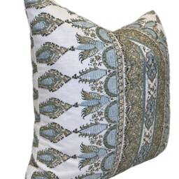 Thibaut Akola Stripe Seaglass & Gold Cushion Cover Pillow Double Sided - thumbnail 2