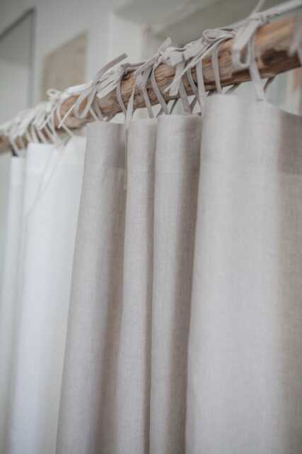 Tie Top Linen Curtains - Stonewashed Curtain Panel Handmade Drapes Custom Size Semi Sheer Boho Rustic Window - image 1