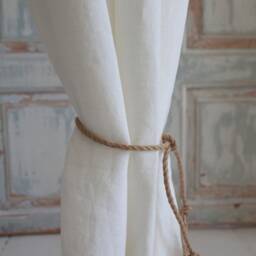Tie Top Linen Curtains - Stonewashed Curtain Panel Handmade Drapes Custom Size Semi Sheer Boho Rustic Window - thumbnail 4