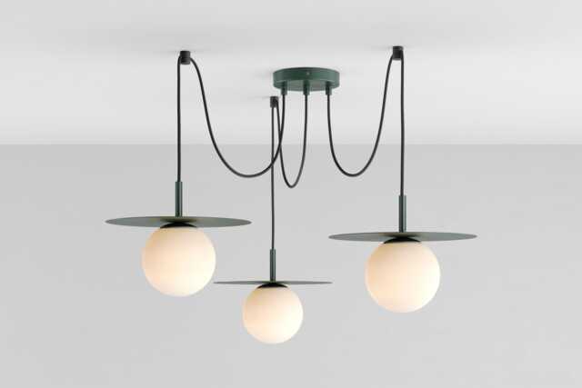 Zoe 3-Port Ceiling Pendant Hanging Light Dark Green Kitchen Island Fixture Disc Lamp Shade - image 1