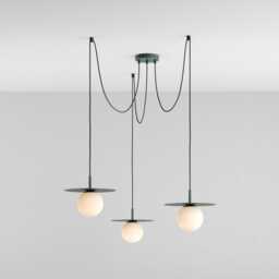 Zoe 3-Port Ceiling Pendant Hanging Light Dark Green Kitchen Island Fixture Disc Lamp Shade - thumbnail 2