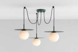 Zoe 3-Port Ceiling Pendant Hanging Light Dark Green Kitchen Island Fixture Disc Lamp Shade