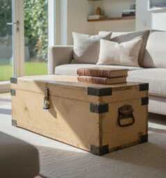 Rustic Antique Chest Trunk Vintage Wooden Dresser, Farmhouse Storage Cabinet Handcrafted Bedroom & Entryway Furniture Made Of Solid Wood - thumbnail 1