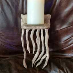 Single Handmade Solid Oak Rustic Candle Sconce /Shelf . Candles Etc Not Included - thumbnail 4