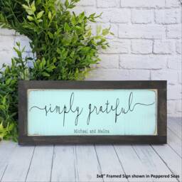 Simply Grateful Farm House Framed Sign, Personalized Gallery Wall, Custom Family Gift, Colorful Dining Room Decor - thumbnail 3