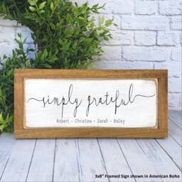Simply Grateful Farm House Framed Sign, Personalized Gallery Wall, Custom Family Gift, Colorful Dining Room Decor - thumbnail 1