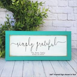 Simply Grateful Farm House Framed Sign, Personalized Gallery Wall, Custom Family Gift, Colorful Dining Room Decor - thumbnail 2