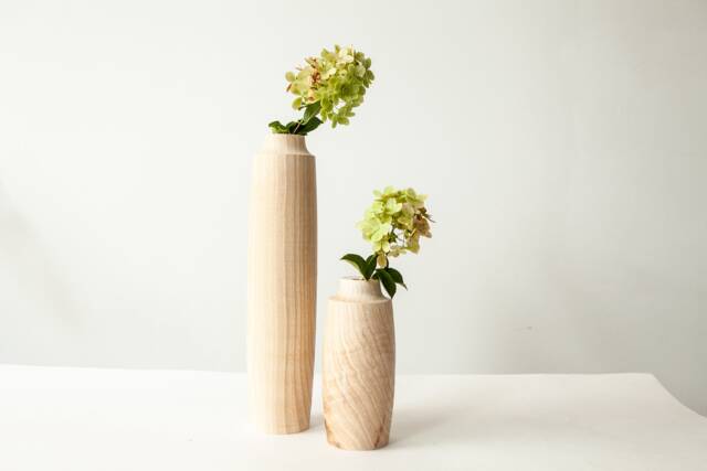 Handmade Wood Vase Set Carved Home Decor - image 1