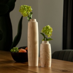 Handmade Wood Vase Set Carved Home Decor - thumbnail 3