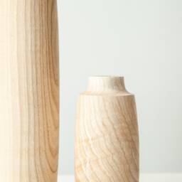 Handmade Wood Vase Set Carved Home Decor - thumbnail 2