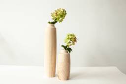 Handmade Wood Vase Set Carved Home Decor - thumbnail 1