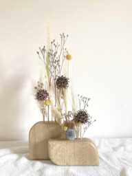 Oak Wood Vase For Dried Flowers - Dried Flower Holder Handmade Gift Idea From France - thumbnail 1