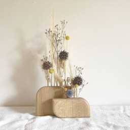 Oak Wood Vase For Dried Flowers - Dried Flower Holder Handmade Gift Idea From France - thumbnail 2