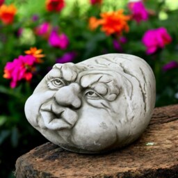 Concrete Evil Face Statue Stone Monster Sculpture Gothic Garden Ornament Outdoor Decor Cement Creepy Yard Art Halloween Gift Idea - thumbnail 3