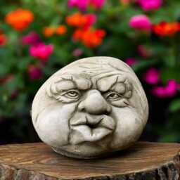 Concrete Evil Face Statue Stone Monster Sculpture Gothic Garden Ornament Outdoor Decor Cement Creepy Yard Art Halloween Gift Idea - thumbnail 1