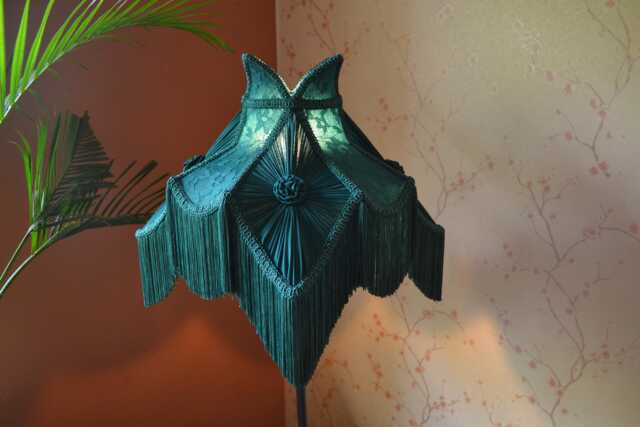 Teal Green Lampshade Handmade Victorian Lace & Fringe Lampshade Etsy - image 1