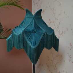 Teal Green Lampshade Handmade Victorian Lace & Fringe Lampshade Etsy - thumbnail 2