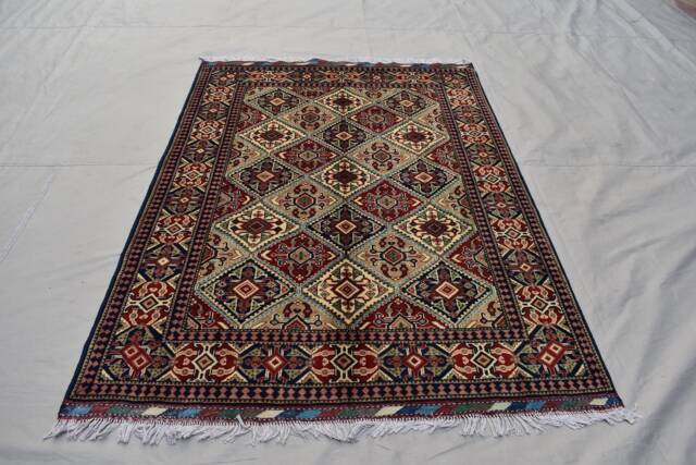Afghan Turkoman Wool Rug Hand Knotted Boho Area Rug - 7.1 X 5.1 Ft - image 1
