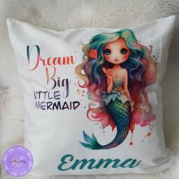 Personalised Mermaid Cushion, Inspirational Cushion For Girls, Themed Decoration, Birthday Custom Pillow, Girls Room Decor - thumbnail 3