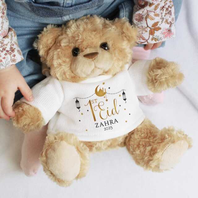 Personalised Eid Teddy Bear, Custom Name, Baby Gift, Al Fitr, Celebration Keepsake, Soft Plush Toy, Unique Ramadan Present - image 1