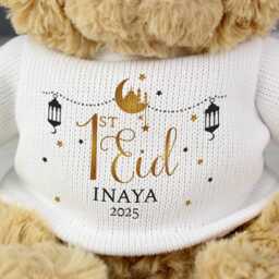 Personalised Eid Teddy Bear, Custom Name, Baby Gift, Al Fitr, Celebration Keepsake, Soft Plush Toy, Unique Ramadan Present - thumbnail 3