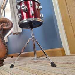 Drum Coffee Table, Burgundy, Red 29cm Wide, Coffee, Side, Real Tom Tom, Man Cave, Steam Punk - thumbnail 3