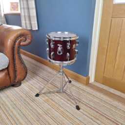 Drum Coffee Table, Burgundy, Red 29cm Wide, Coffee, Side, Real Tom Tom, Man Cave, Steam Punk - thumbnail 2