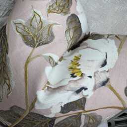 Sanderson Floral Cushion Cover - Pale Pink Cotton Blend, White Flowers & Beige Leaves, Double-Sided, Elegant Countryside Style - thumbnail 3