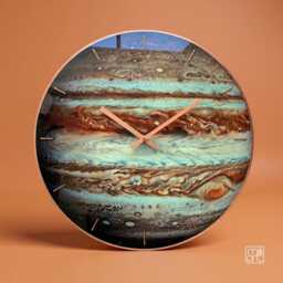 Oversized Wall Clock Made On Glass, Jupiter Planet Glow in The Dark - thumbnail 3
