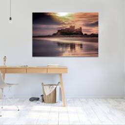 Bamburgh Castle , Northumberland, English Coasline , Sunset , Wall Hangings, Mounted Canvas Ready To Hang - thumbnail 3