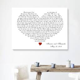 Personalized Song Lyrics Wall Hanging, Song Print On Canvas, Any Heart Shaped Lyrics, Anniversary Gift For Him Or Her - thumbnail 3