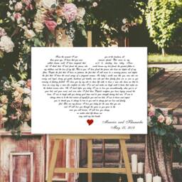 Personalized Song Lyrics Wall Hanging, Song Print On Canvas, Any Heart Shaped Lyrics, Anniversary Gift For Him Or Her - thumbnail 2