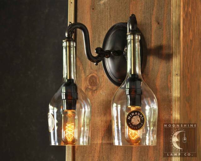 The French Quarter Double Wall Sconce - Rustic Recycled Bottle Light Fixture With Customizable Finish Farmhouse & Industrial Decor - image 1