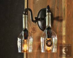 The French Quarter Double Wall Sconce - Rustic Recycled Bottle Light Fixture With Customizable Finish Farmhouse & Industrial Decor - thumbnail 1