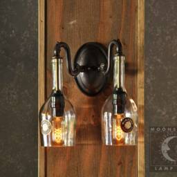 The French Quarter Double Wall Sconce - Rustic Recycled Bottle Light Fixture With Customizable Finish Farmhouse & Industrial Decor - thumbnail 2