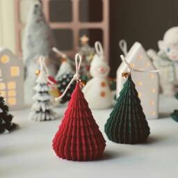 Christmas Tree Candles, Green, Red Decor, Winter Candle, Housewarming Gift, Christmas Gift For Her, Holiday Candles, Festive Candle - thumbnail 1