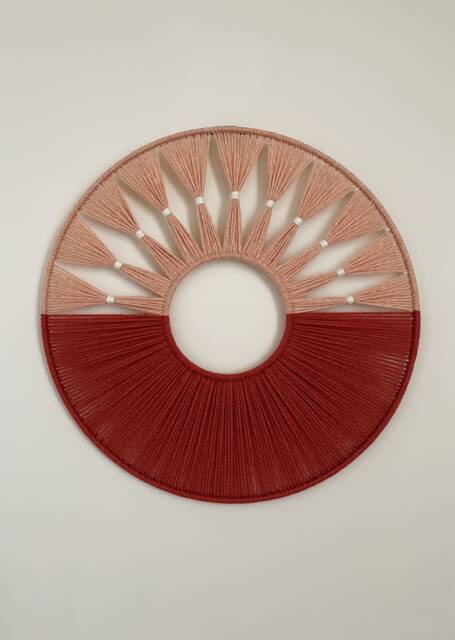 Shades Of Pink Yarn Hoop Wall Hanging/Modern Fiber Art - image 1