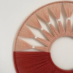 Shades Of Pink Yarn Hoop Wall Hanging/Modern Fiber Art - thumbnail 2