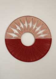 Shades Of Pink Yarn Hoop Wall Hanging/Modern Fiber Art - thumbnail 1