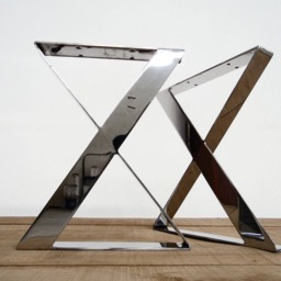 Modern X-Frame Stainless Steel Coffee Table Legs - Chrome Bench Base , Set Of 2 - thumbnail 3