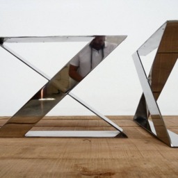 Modern X-Frame Stainless Steel Coffee Table Legs - Chrome Bench Base , Set Of 2 - thumbnail 2