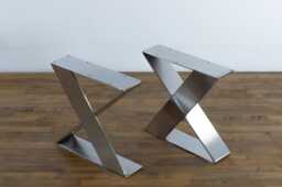 Modern X-Frame Stainless Steel Coffee Table Legs - Chrome Bench Base , Set Of 2