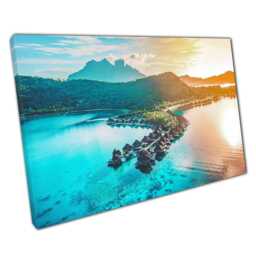 Coral Reef Bungalows Canvas Art Print - Luxury Bora Paradise Decor - thumbnail 1