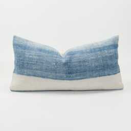 Vintage Indigo Striped Lumbar Pillow Cover, Hmong Hemp, 12x24 - thumbnail 1