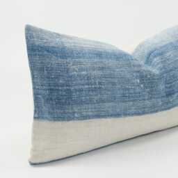 Vintage Indigo Striped Lumbar Pillow Cover, Hmong Hemp, 12x24 - thumbnail 4