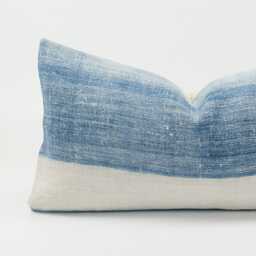 Vintage Indigo Striped Lumbar Pillow Cover, Hmong Hemp, 12x24 - thumbnail 2