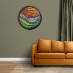 Wood Wall Round Decor Art Hanging Geometric Home Anniversary Gift Housewarming - thumbnail 3