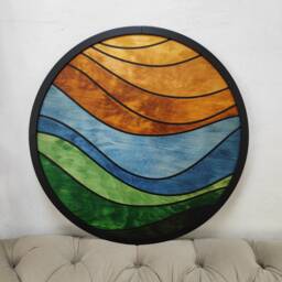 Wood Wall Round Decor Art Hanging Geometric Home Anniversary Gift Housewarming - thumbnail 4
